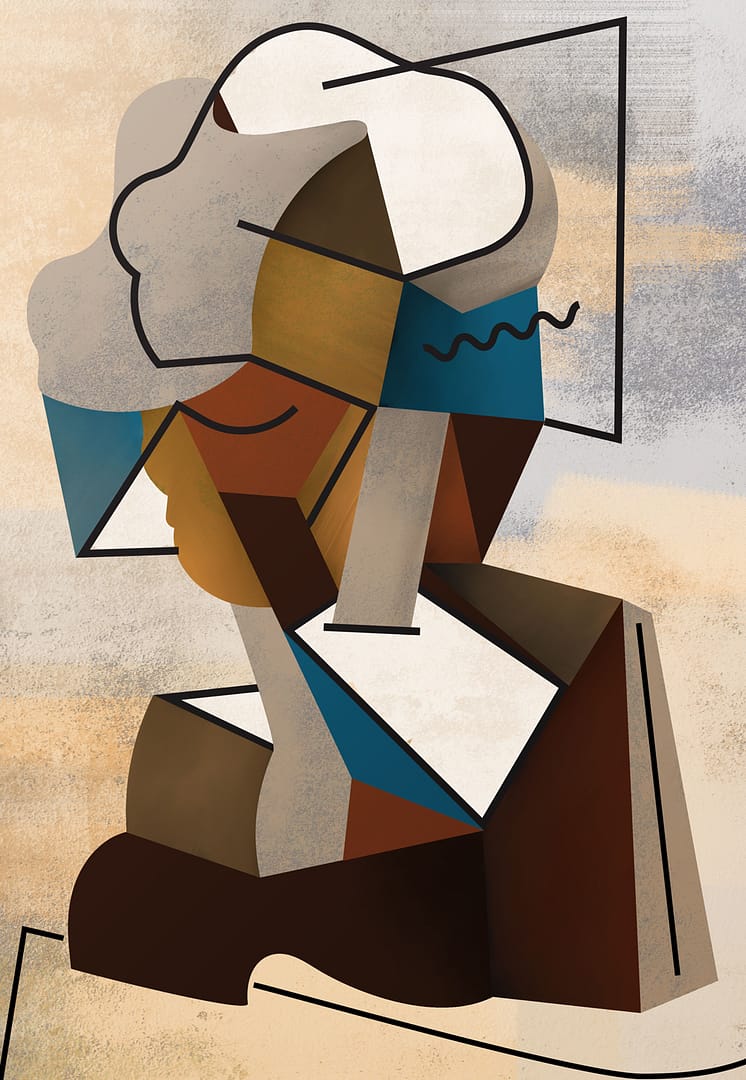 Abstract bust with moody color palette