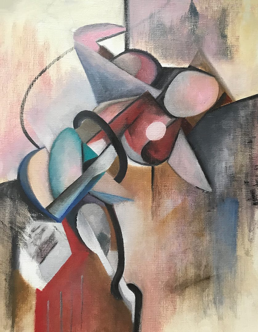 Abstract figure doing acrobatics